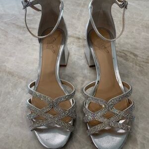 Jewel Badgley Mischa Fidelity Ankle Strap Evening Sandals, Size 8.5